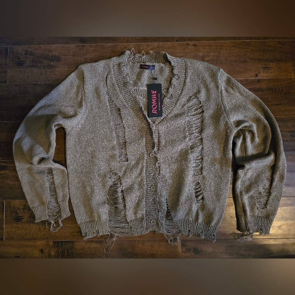BOGO ROMWE Distressed Moon Cardigan
